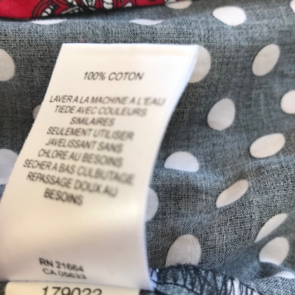 Foxcroft NYC button down shirt women 14 navy/white polka dots red paisley preppy - Picture 10 of 15